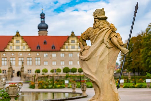 View of the 12th century Weikersheim Palace (Schloss Weikersheim), a palace in Weikersheim, Baden-WŸrttemberg, Germany.