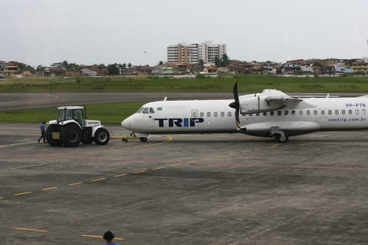 ilheus, bahia / brazil - june 13, 2011: ATR-72 aircraft from Trip Linhas Aereas is seen at Jorge Amado airport in the city of ilheus...  ..