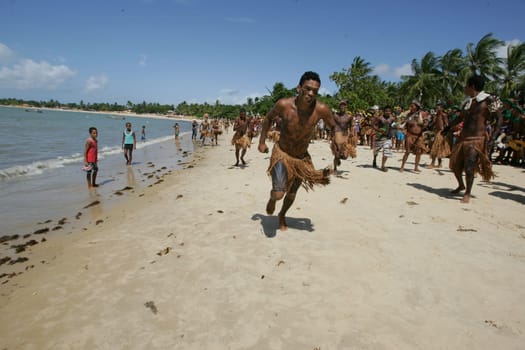 santa cruz cabralia, bahia / brazil - april 8, 2011: Pataxo Indians during the Indigenous Games of Coroa Vermelha village, in the city of Santa Cruz Cabralia.