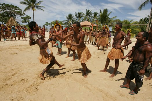 santa cruz cabralia, bahia / brazil - april 8, 2011: Pataxo Indians during the Indigenous Games of Coroa Vermelha village, in the city of Santa Cruz Cabralia.