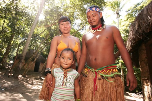 porto seguro, bahia / brazil - june 18, 2010: Pataxo Indians seen in the village Jaquira in the city of Porto Seguro.