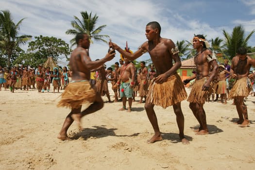 santa cruz cabralia, bahia / brazil - april 8, 2011: Pataxo Indians during the Indigenous Games of Coroa Vermelha village, in the city of Santa Cruz Cabralia.