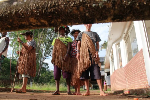 buerarema , bahia / brazil - june 17, 2012: Tupinamba Indians are seen during occupation of a farm in the municipality of Buerarema.