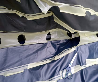 Air mattress, inside view. cut swimming air mattress.