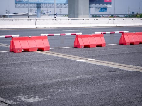 plastic road fencing on the street of a modern