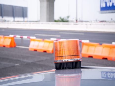 plastic road fencing on the street of a modern