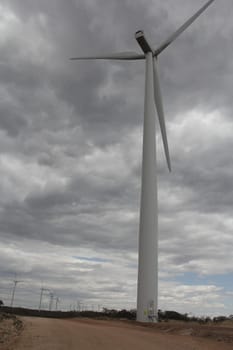 brotas de macaubas, bahia / brazil - august 5, 2014: Wind farm formed by wind turbines for power generation electricity.