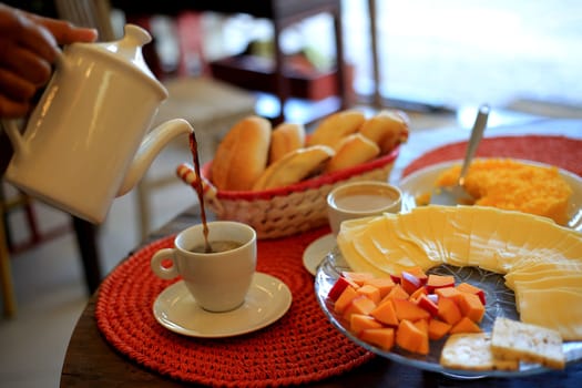 salvador, bahia / brazil - july 22, 2016: Breakfast table is seen in restaurant in the Pituba district of Salvador.....