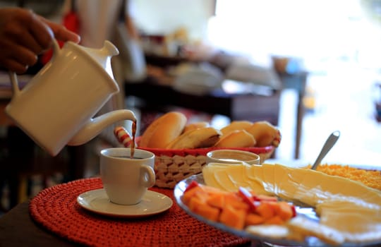 salvador, bahia / brazil - july 22, 2016: Breakfast table is seen in restaurant in the Pituba district of Salvador.....