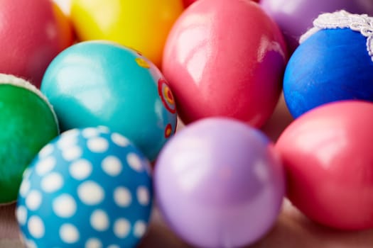 Variety of decorative Easter eggs