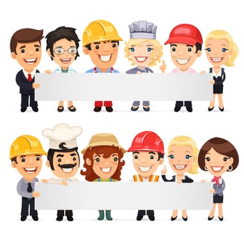 Diverse Professional Presenting Empty Horizontal Banner. In the EPS file, each element is grouped separately. Clipping paths included in additional jpg format.
