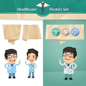 Doctors with Speech Bubbles Set. In the EPS file, each element is grouped separately. Clipping paths included in additional jpg format.