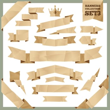 Crumpled Paper Ribbons Banners Collection Set3. In the EPS file, each element is grouped separately. Clipping paths included in additional jpg format.