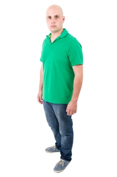 young casual man full body in a white background