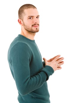 young casual man portrait, isolated on white