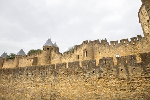 The ancient fortification of Carcassone in southern France