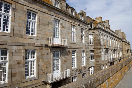 typical intra muros st malo houses, brittany, france
