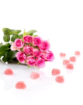 Roses with Candy Hearts