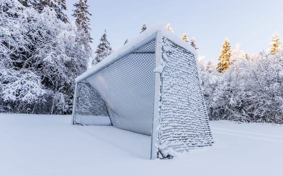 Soccer Goal Covered in Snow