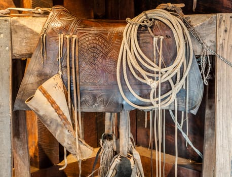 Saddle and cowboy accessories at La Casona in Costa Rica