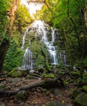 Scenic view of a waterfall in Rincon de la Vieja National Park, Costa Rica