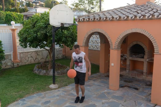 Basketball player training on the court. concept about basketbal