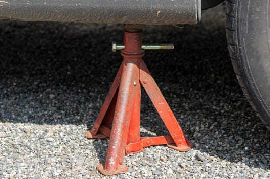 a jack stand for changing car wheels.