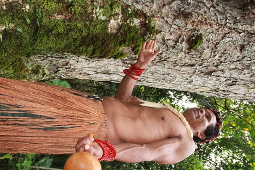 porto seguro, bahia / brazil - october 20, 2012: Indians of the Pataxo etina are seen in the Monte Pascoal National Park in Porto Seguro.