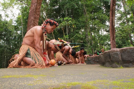 porto seguro, bahia / brazil - october 20, 2012: Indians of the Pataxo etina are seen in the Monte Pascoal National Park in Porto Seguro.