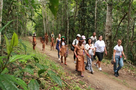 porto seguro, bahia / brazil - october 20, 2012: Indians of the Pataxo etina are seen in the Monte Pascoal National Park in Porto Seguro.