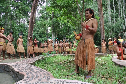 porto seguro, bahia / brazil - october 20, 2012: Indians of the Pataxo etina are seen in the Monte Pascoal National Park in Porto Seguro.