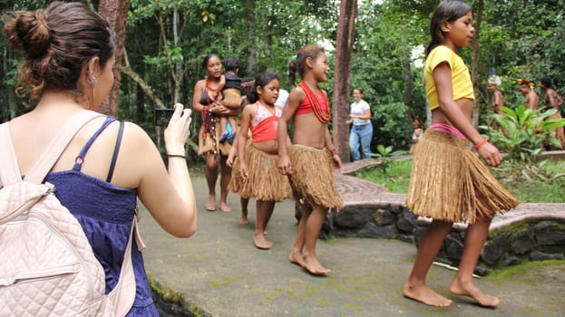porto seguro, bahia / brazil - october 20, 2012: Indians of the Pataxo etina are seen in the Monte Pascoal National Park in Porto Seguro.