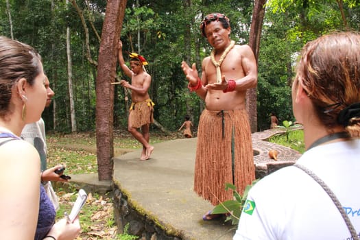 porto seguro, bahia / brazil - october 20, 2012: Indians of the Pataxo etina are seen in the Monte Pascoal National Park in Porto Seguro.