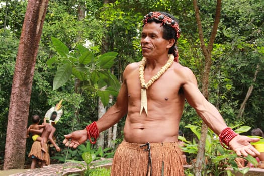 porto seguro, bahia / brazil - october 20, 2012: Indians of the Pataxo etina are seen in the Monte Pascoal National Park in Porto Seguro.
