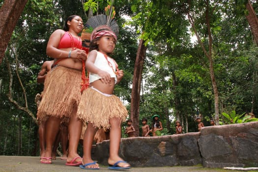 porto seguro, bahia / brazil - october 20, 2012: Indians of the Pataxo etina are seen in the Monte Pascoal National Park in Porto Seguro.