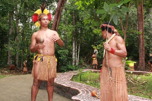 porto seguro, bahia / brazil - october 20, 2012: Indians of the Pataxo etina are seen in the Monte Pascoal National Park in Porto Seguro.