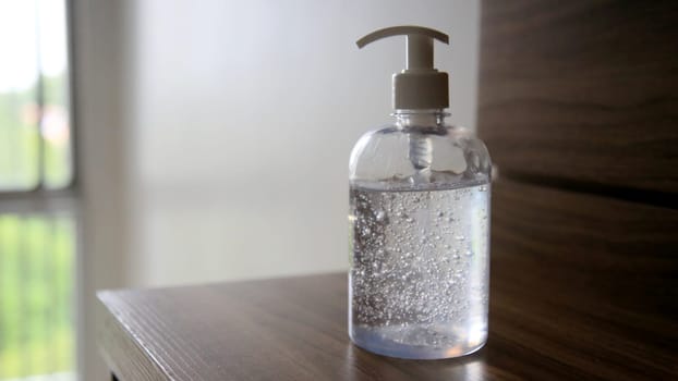 salvador, bahia / brazil - may 12, 2020: vase with alcohol gel used to disinfect hands to protect against the corona virus