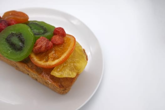Fruits cake isolated on white background