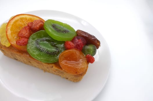 Fruits cake isolated on white background