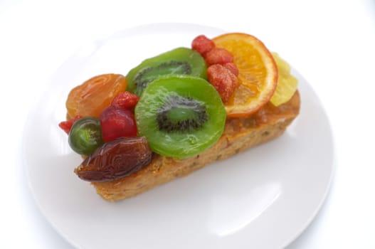 Fruits cake isolated on white background