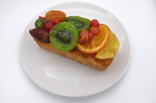 Fruits cake isolated on white background