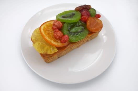 Fruits cake isolated on white background