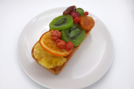 Fruits cake isolated on white background