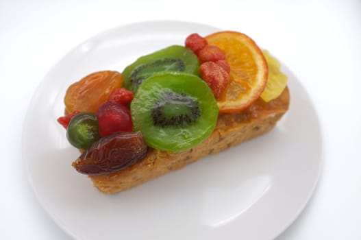 Fruits cake isolated on white background