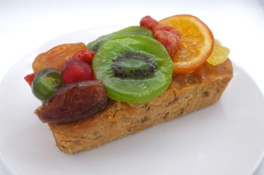 Fruits cake isolated on white background