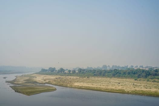 Of India, Agra Yamuna river and the riverbed. Shooting Location: India