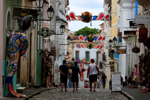salvador, bahia / brazil - february 22, 2017: view of the Pelourinho decorated for the Carvnaval festivities in the city of Salvador.