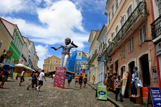 salvador, bahia / brazil - february 22, 2017: view of the Pelourinho decorated for the Carvnaval festivities in the city of Salvador.