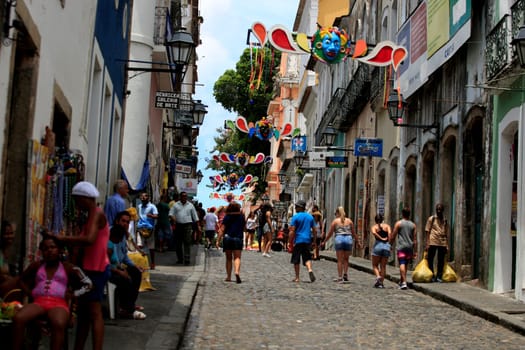 salvador, bahia / brazil - february 22, 2017: view of the Pelourinho decorated for the Carvnaval festivities in the city of Salvador.