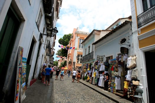 salvador, bahia / brazil - february 22, 2017: view of the Pelourinho decorated for the Carvnaval festivities in the city of Salvador.